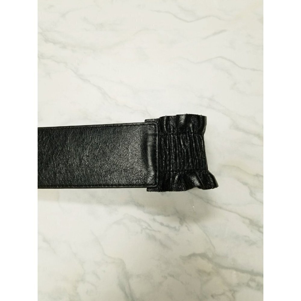 Hobo International Black Leather Belt ruffles size Medium - Picture 7 of 16